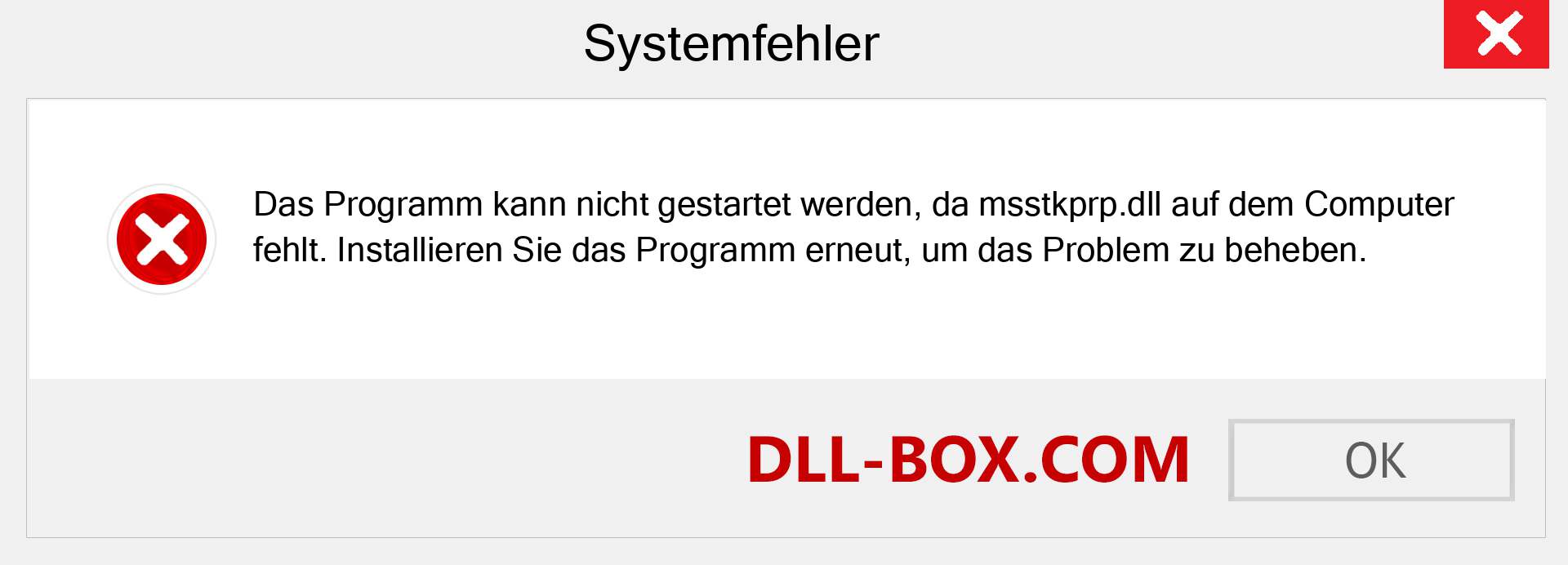 msstkprp.dll-Datei fehlt?. Download für Windows 7, 8, 10 - Fix msstkprp dll Missing Error unter Windows, Fotos, Bildern