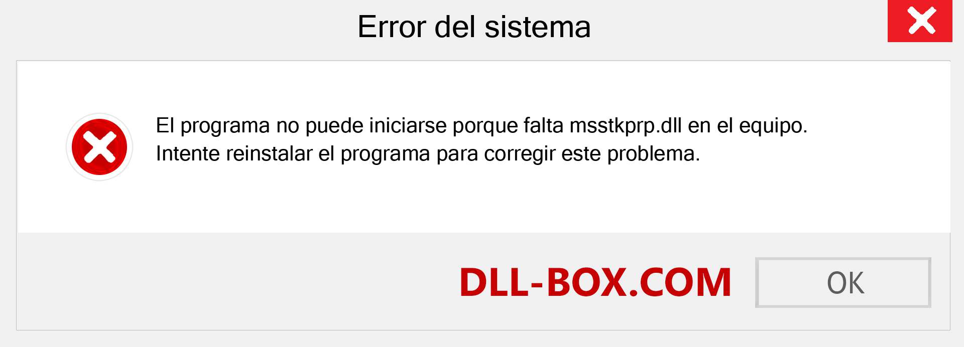 ¿Falta el archivo msstkprp.dll ?. Descargar para Windows 7, 8, 10 - Corregir msstkprp dll Missing Error en Windows, fotos, imágenes